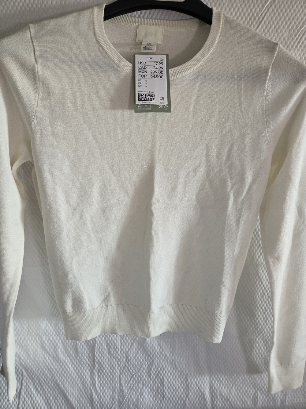 H&M White Crewneck Sweater - Lightweight Knit